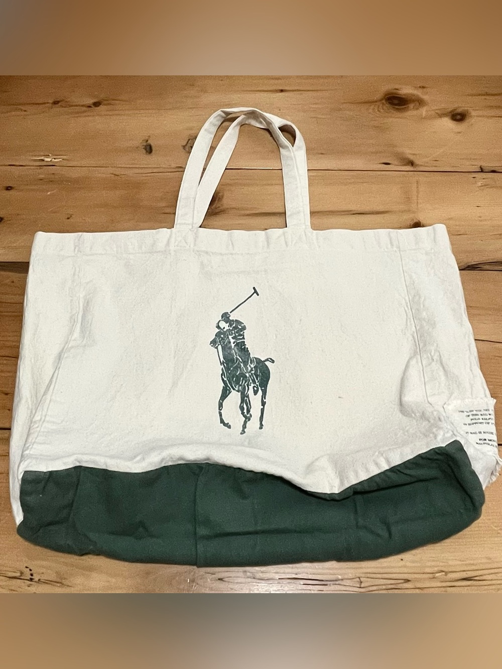 Ralph Lauren POLO Tote Bag - large pony logo organic cotton canvas